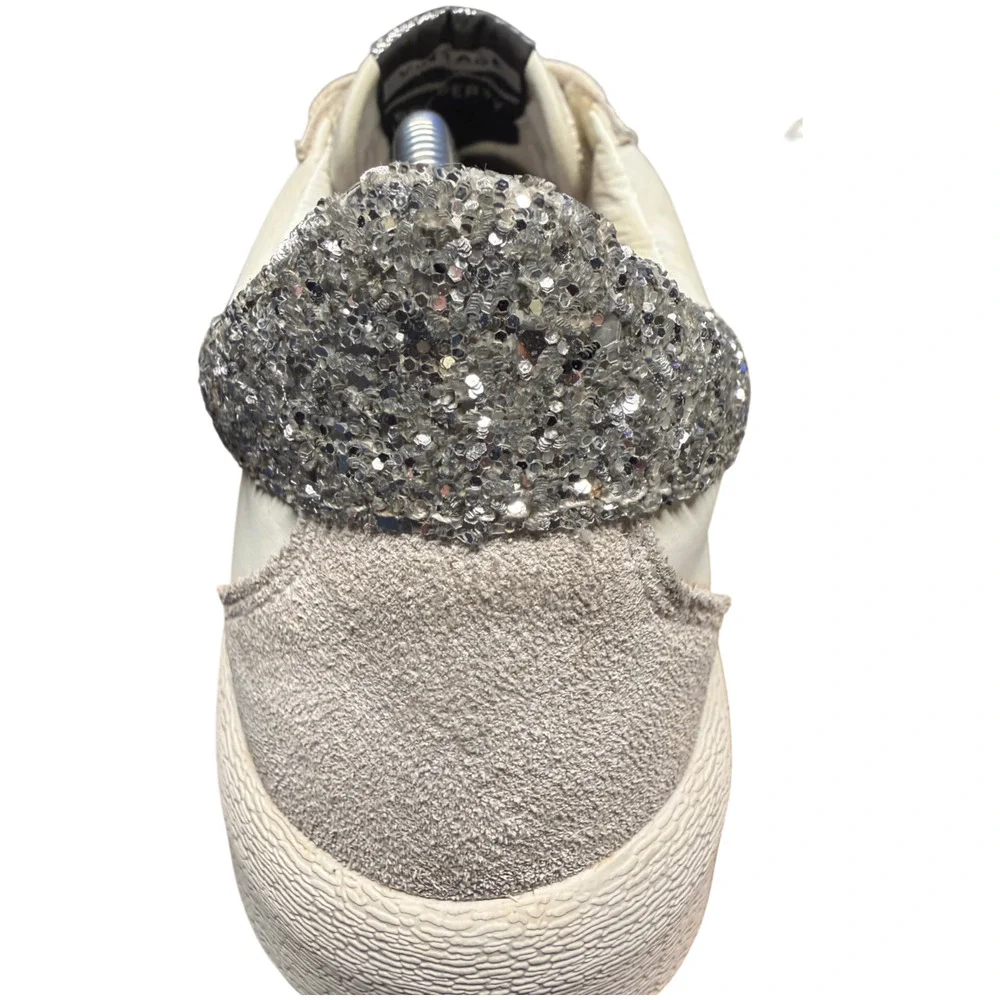 VINTAGE HAVANA Lucy Star Women's 8 Sneaker Leather Suede Cream Silver Platform